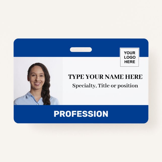 Photo Logo Barcode Name | Personalised Employee ID Badge (Front)