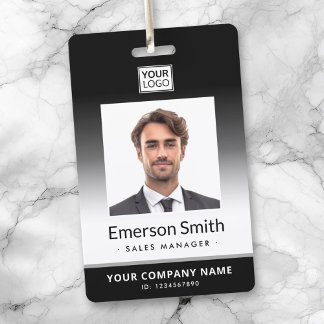 Photo logo black gradient modern employee id ID badge