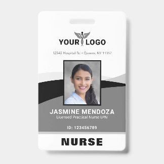 Photo Logo Black Grey Template Corporate Name ID Badge