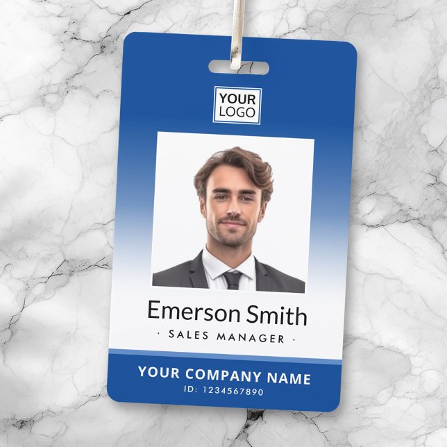 Photo logo blue gradient modern employee id ID badge (Creator Uploaded)