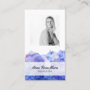 *~* Photo Logo Blue Purple Watercolor Girly Chic Business Card