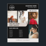 Photo Logo Business Marketing Black Flyer<br><div class="desc">Discover our attention-grabbing business flyer! With space for four captivating photos, you can showcase your products or services in style. Highlight your special offers with bold text to ensure they stand out, and don't forget to include a comprehensive list of your services. Get ready to impress your customers and drive...</div>