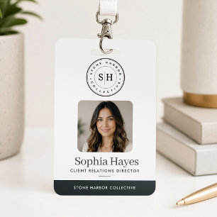 Photo Logo Employee Badge Company ID Card Grey