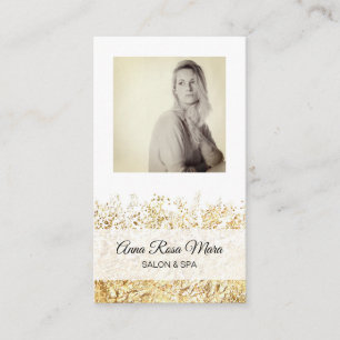 *~* Photo Logo Gold Glitter White Girly Chic Business Card