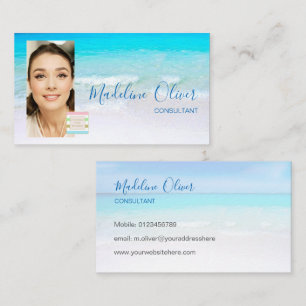 Photo Logo Ocean Beach Sea Travel Blue  Business Card