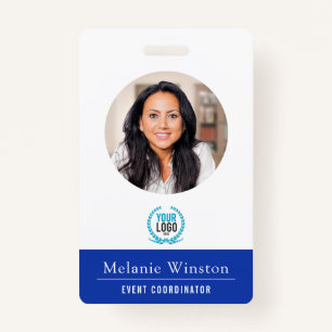 Photo Logo Professional Office Blue ID Badge
