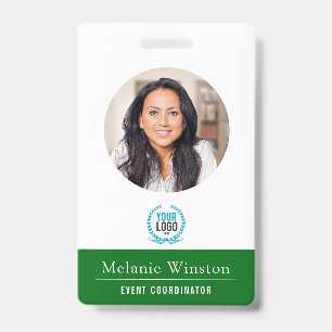 Photo Logo Professional Office Green ID Badge