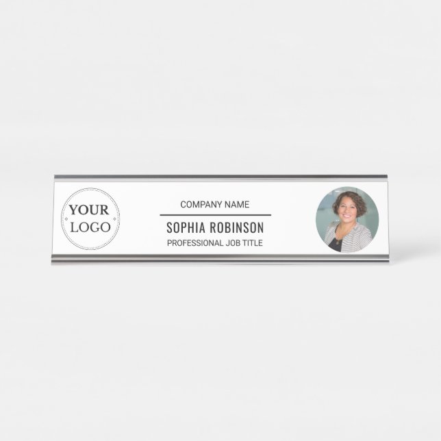 Photo Logo Professional Office Personalised  Desk Name Plate (Front)