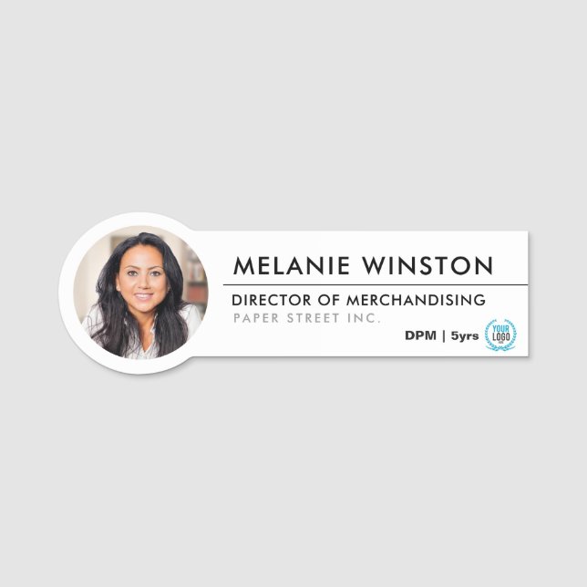 Photo | Logo Professional Office Personalised Name Tag (Front)