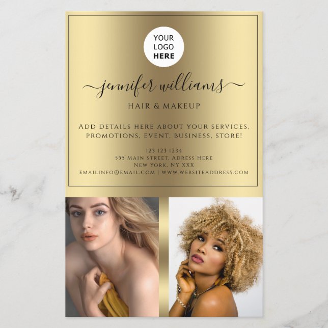 Photo Logo Promotional Metallic Gold Black Modern Flyer (Front)