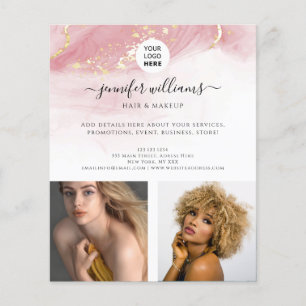 Photo Logo Promotional Pink Blue Watercolor Modern Flyer
