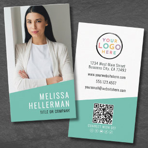 Photo Logo QR Code Modern Professional Vertical Business Card