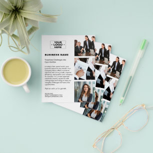 Photo Logo QR Modern White Corporate Business Flyer