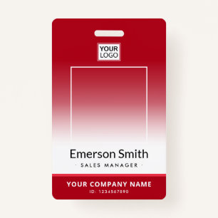 Photo logo red gradient modern employee id badge