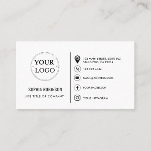 Photo Logo Social Media Icons Modern  Business Card
