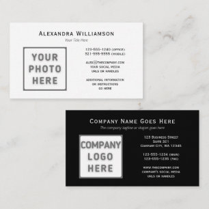 Photo Logo Template Black White Front Back Business Card