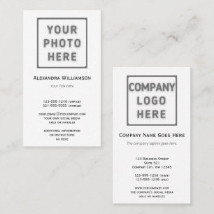 Photo Logo Template Plain Double-Sided Vertical Business Card