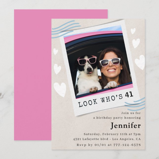 Photo  Look who's turning 41st birthday Invitation (Front/Back)