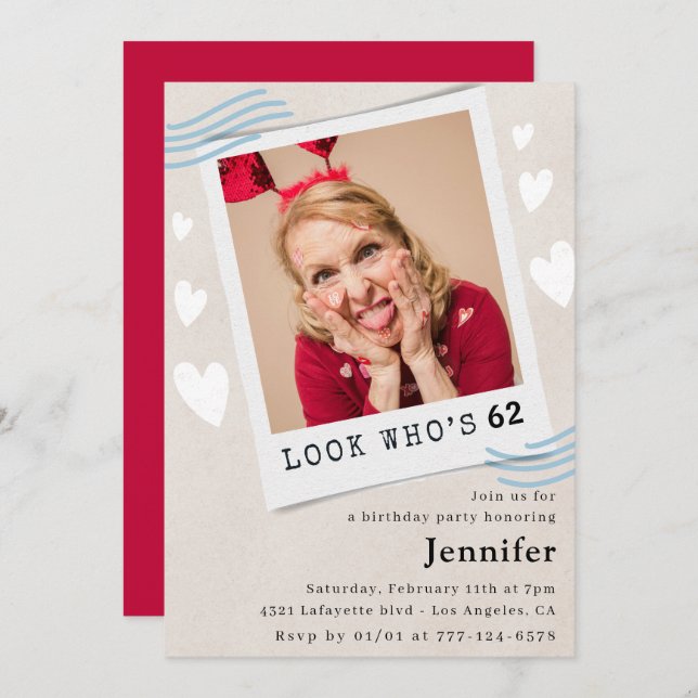 Photo  Look who's turning 62nd birthday Invitation (Front/Back)