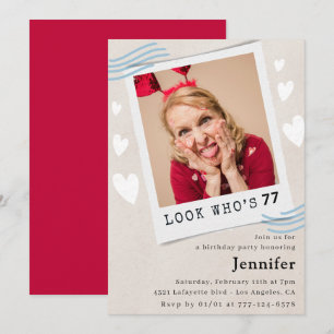 Photo Look who's turning 77th birthday Invitation