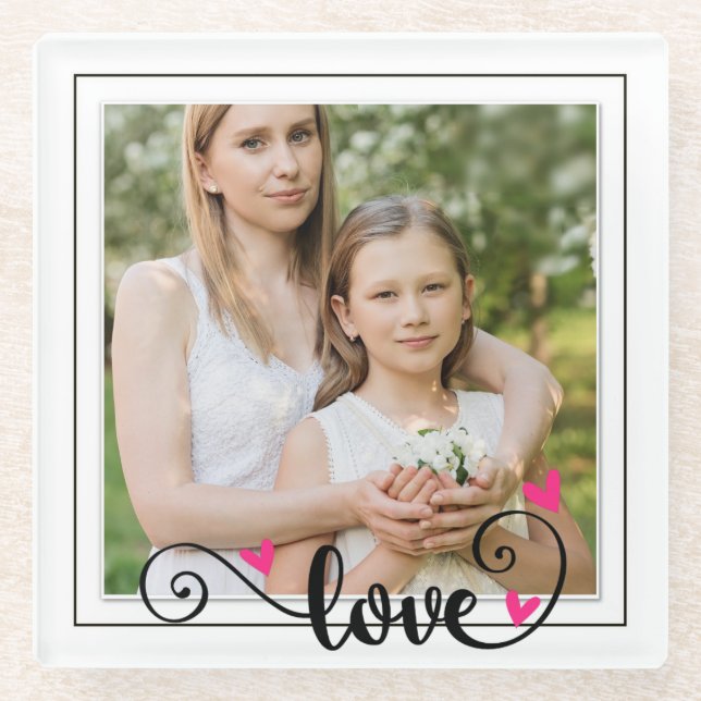 Photo Love Glass Coaster (Front)