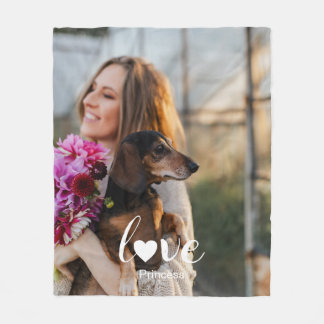 Photo Love Heart Personalised Name Pet Lover Fleece Blanket