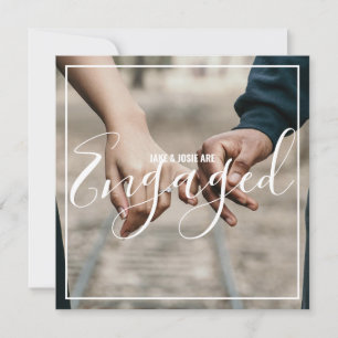 Photo love story engaged announcement party card