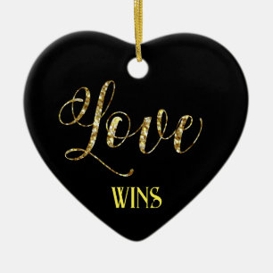 *~*  PHOTO LOVE WINS Glitter Christmas Ornament
