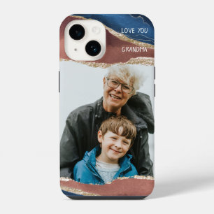 Photo Love You Grandma Blue Terracotta Gold iPhone 14 Case