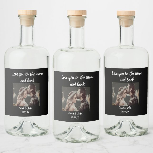 Photo Love you to the moon and back cocktail party Liquor Bottle Label (Bottles)