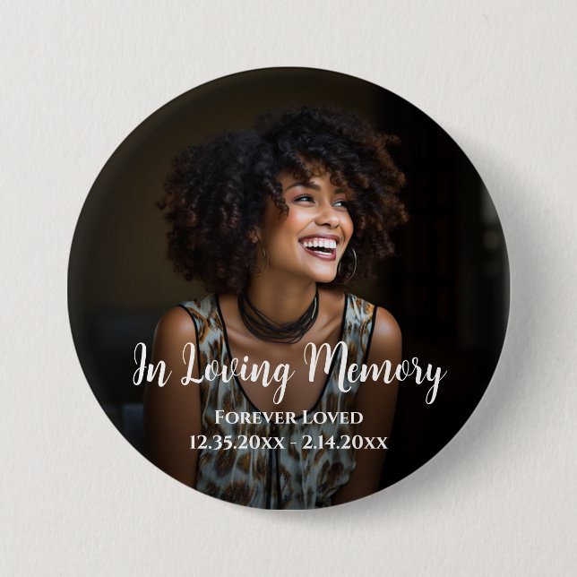 Photo Loving Memory  7.5 Cm Round Badge (Front)