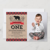 Photo Lumberjack 1st Birthday Party Invitation