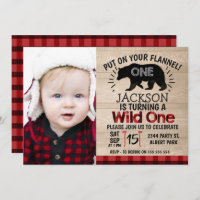 Photo Lumberjack Wood 1st Birthday Invitation