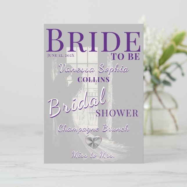 Photo Magazine Cover Bridal Shower Invitation (Standing Front)