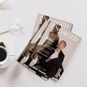 Photo Magazine cover wedding save the date Invitation