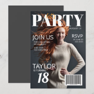Photo Magazine Style 18th Birthday Invitation