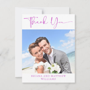 Photo Magenta Pink Romantic Thank You Card