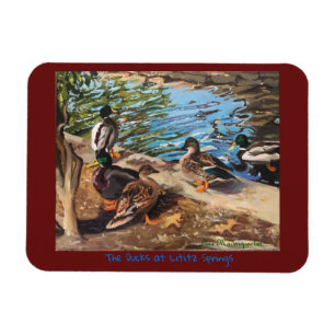 Photo magnet with ducks on burgundy