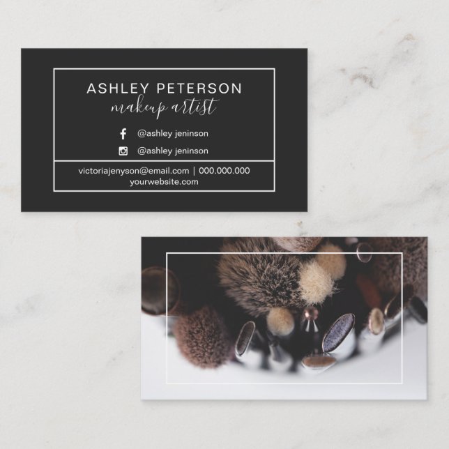 Photo makeup artist frame typography business card (Front/Back)