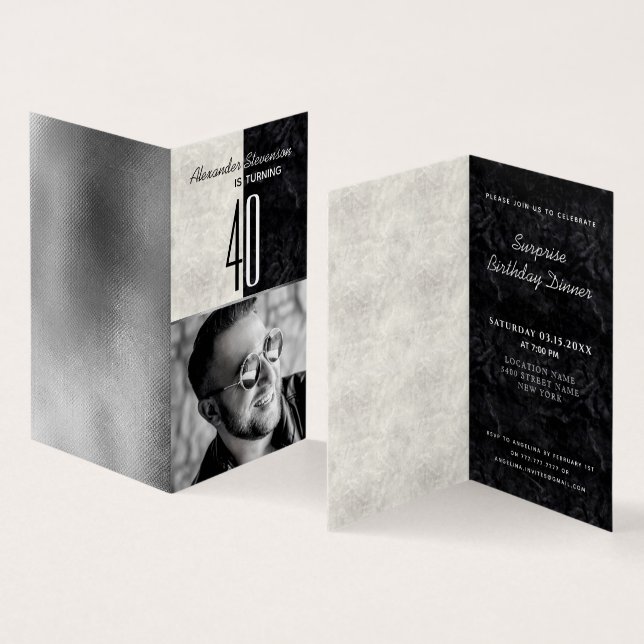 Photo Male 40th Birthday Invitation (Inside and Outside)
