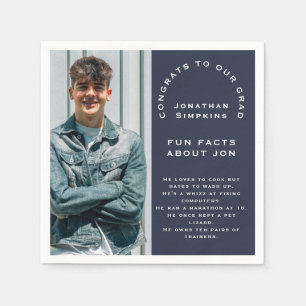 Photo Male Graduation 2025 Party Navy Fun Facts Napkin