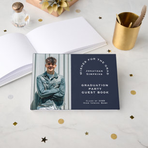 Photo Male Graduation 2025 Party Navy Guest Book