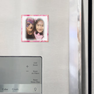 Photo Marble Pink Border Magnet
