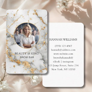  Photo, Marble, White-Gold, Salon Business Card