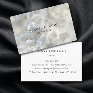  Photo, Marble, White-Silver, Salon Business Card