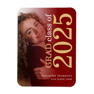 Photo Maroon Gold 2025 Graduation Announcement Magnet