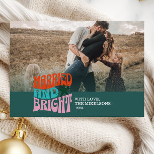 Photo Married and Bright Newlywed Holiday  Card