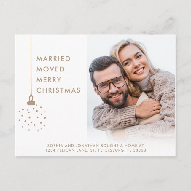 Photo Married Moved Merry Christmas Holiday Postcard (Front)