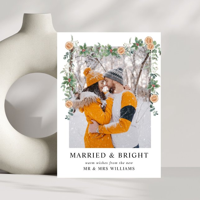Photo Marrried & Bright | Christmas Oranges  Holiday Card (Creator Uploaded)