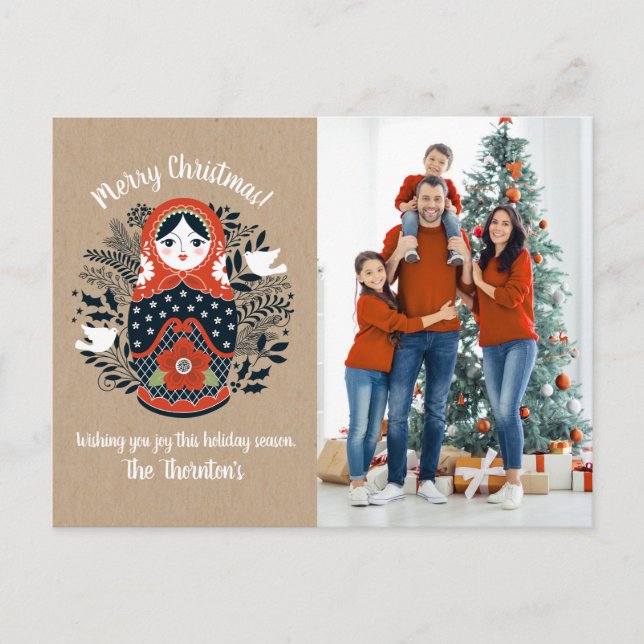 Photo Matryoshka Nesting Doll Christmas Postcard (Front)
